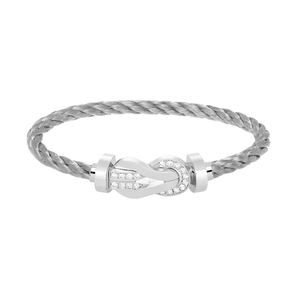 [WZQ]CHANCE LARGE 8 FIGURE BUCKLE HALF DIAMOND BRACELET SILVER