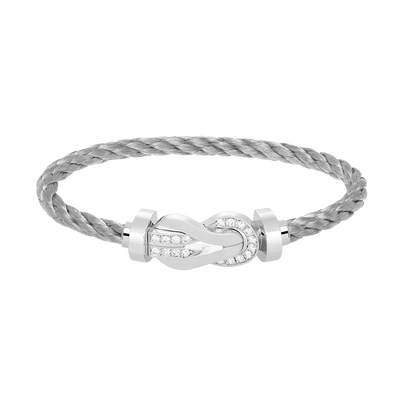 [WZQ]CHANCE LARGE 8 FIGURE BUCKLE HALF DIAMOND BRACELET SILVER
