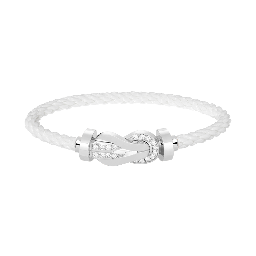 [WZQ]CHANCE LARGE 8 FIGURE BUCKLE HALF DIAMOND BRACELET SILVER