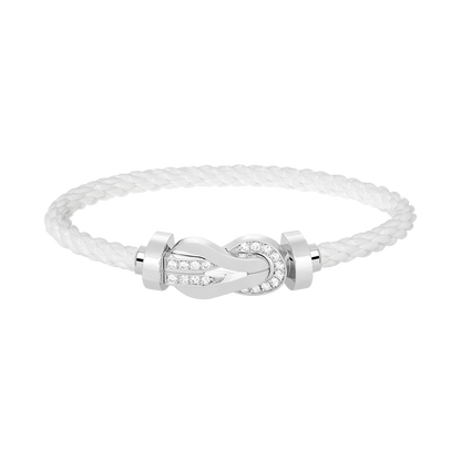 [WZQ]CHANCE LARGE 8 FIGURE BUCKLE HALF DIAMOND BRACELET SILVER