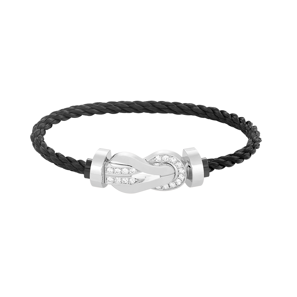 [WZQ]CHANCE LARGE 8 FIGURE BUCKLE HALF DIAMOND BRACELET SILVER
