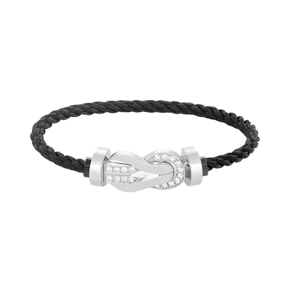[WZQ]CHANCE LARGE 8 FIGURE BUCKLE HALF DIAMOND BRACELET SILVER