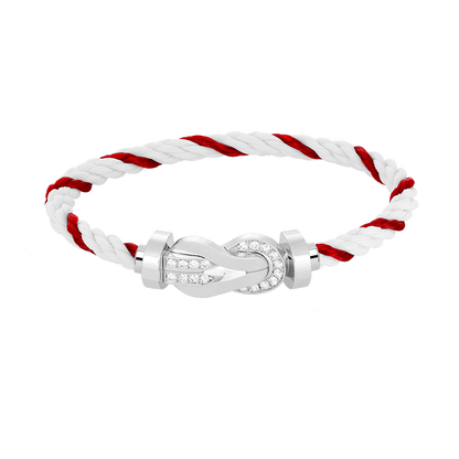 [WZQ]CHANCE LARGE 8 FIGURE BUCKLE HALF DIAMOND BRACELET SILVER