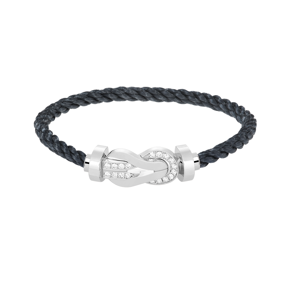 [WZQ]CHANCE LARGE 8 FIGURE BUCKLE HALF DIAMOND BRACELET SILVER