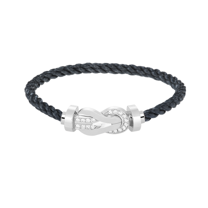 [WZQ]CHANCE LARGE 8 FIGURE BUCKLE HALF DIAMOND BRACELET SILVER