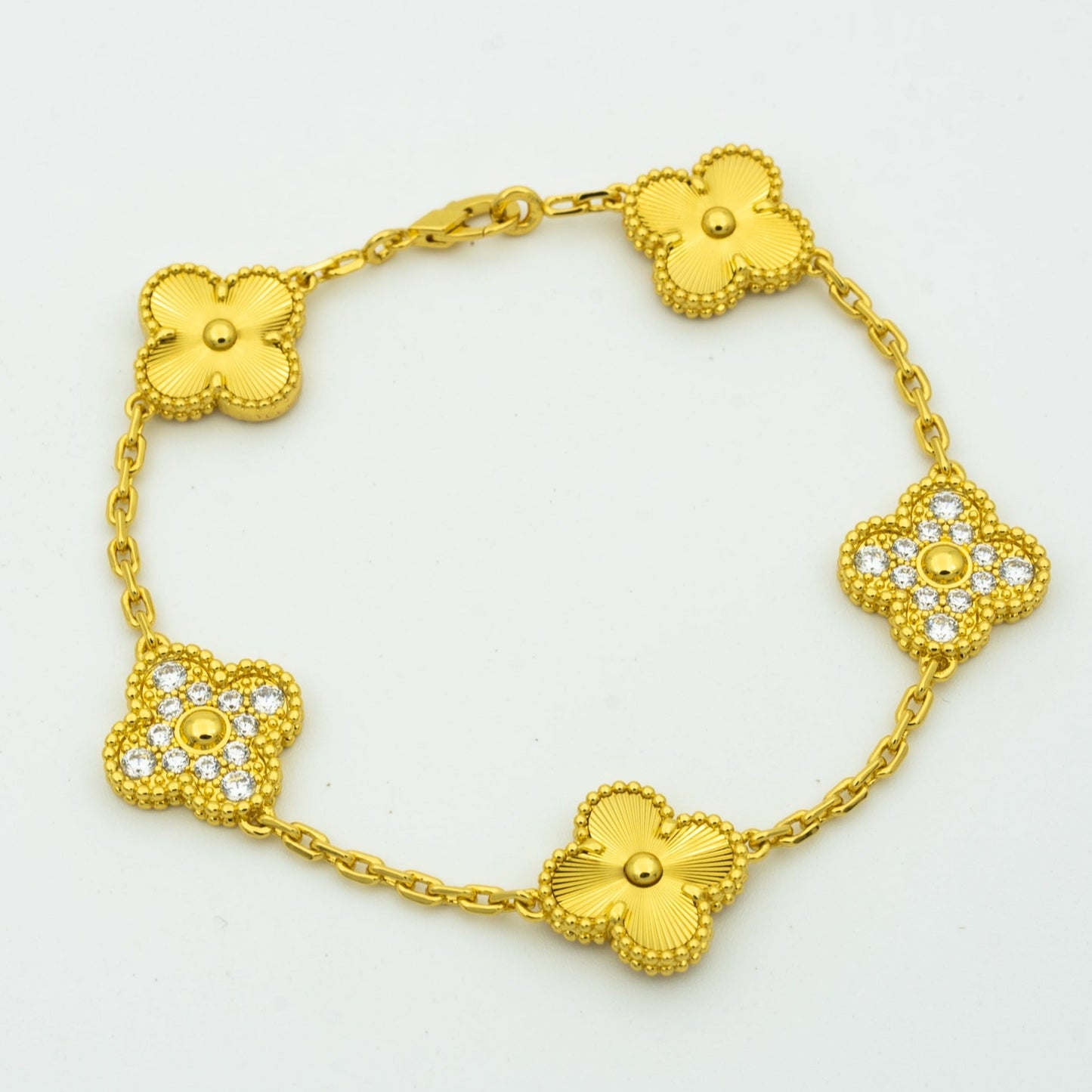 [WZQ]CLOVER BRACELET 5 MOTIFS GOLD DIAMOND