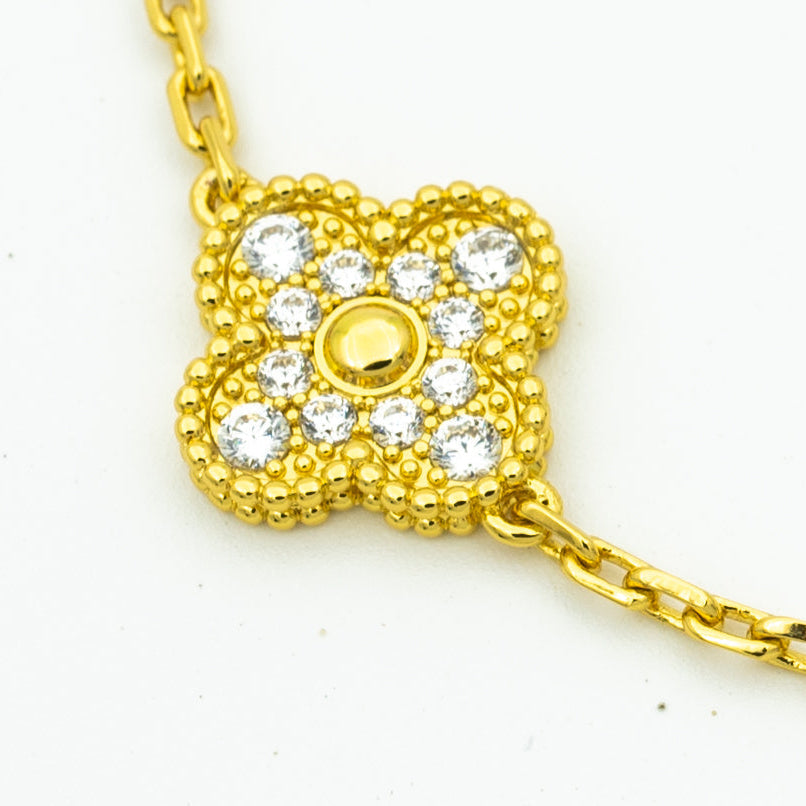 [WZQ]CLOVER BRACELET 5 MOTIFS GOLD DIAMOND