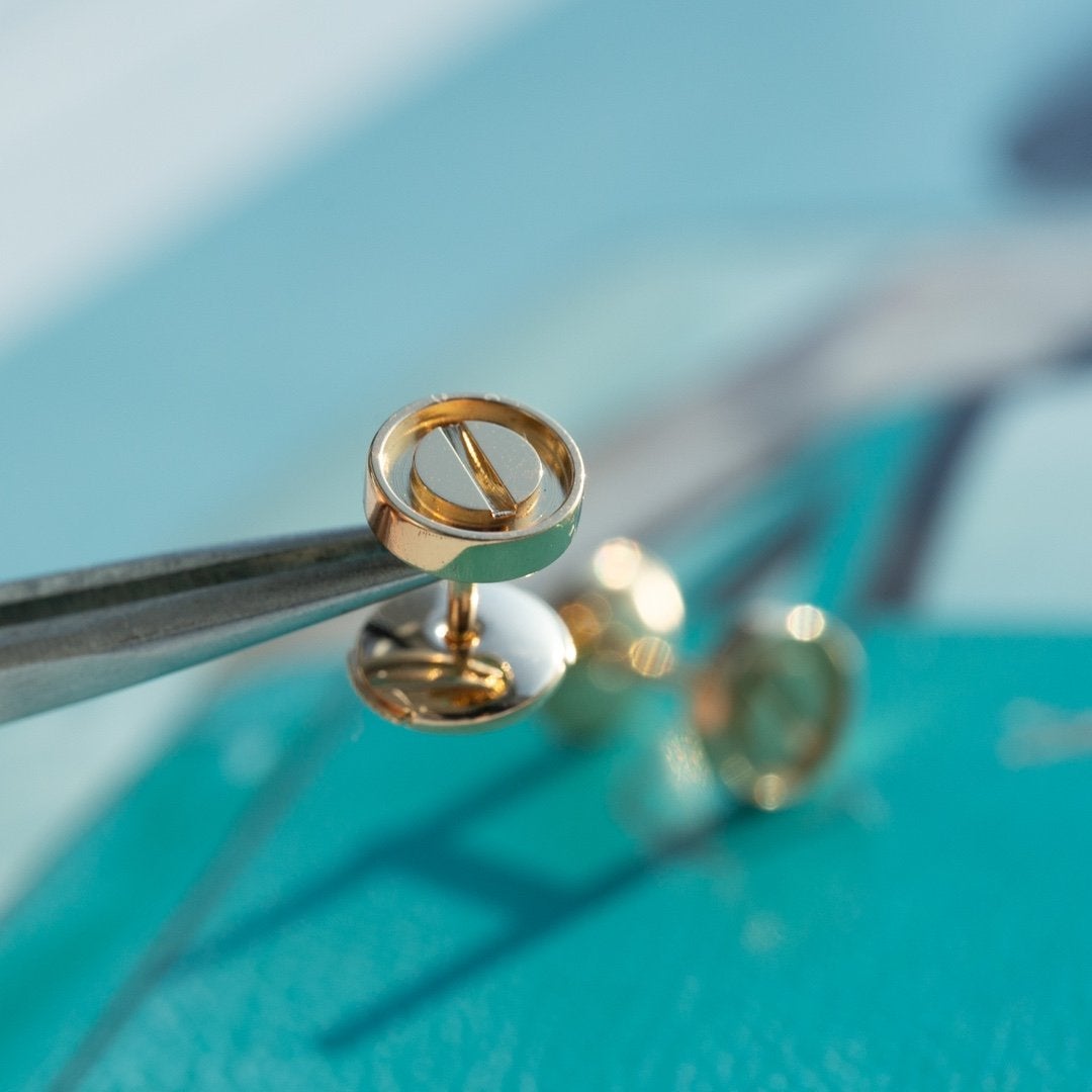 [WZQ]LOVE EARRINGS PINK GOLD 10MM