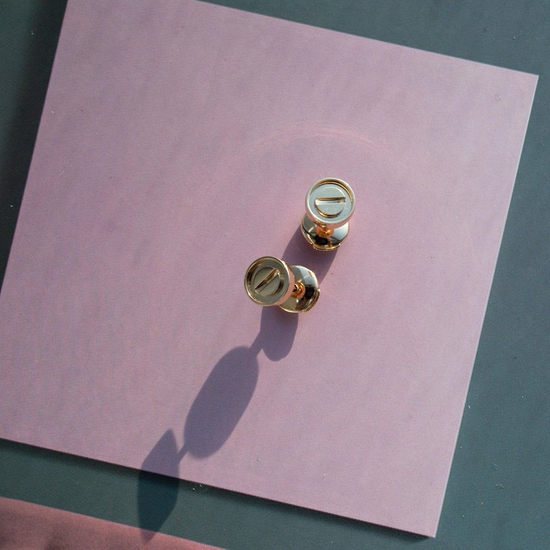 [WZQ]LOVE EARRINGS PINK GOLD 10MM
