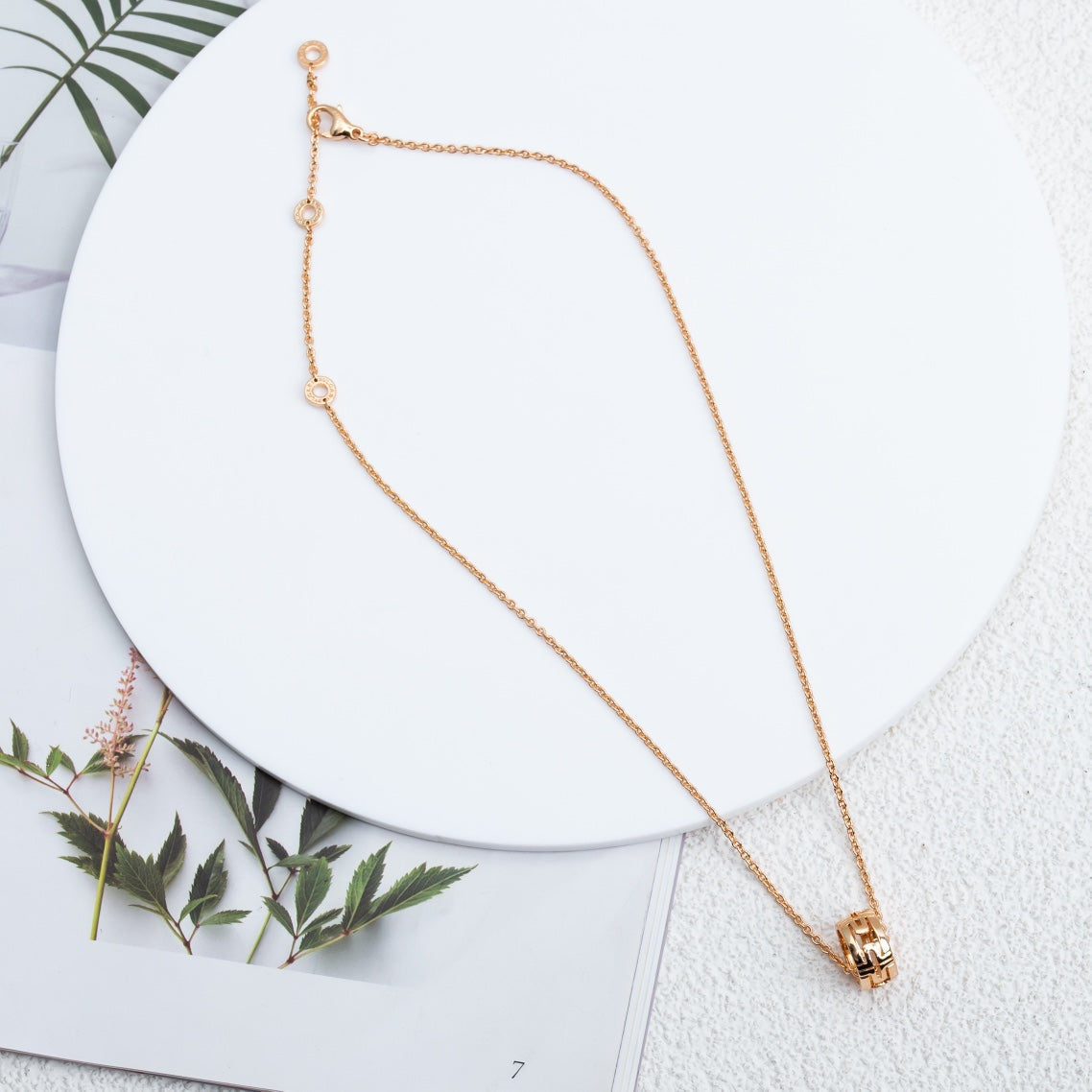 [WZQ]PARENTESI NECKLACE PINK GOLD