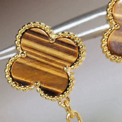 [WZQ]CLOVER  2 MOTIF  TIGER EYE CARNELIAN EARRINGS
