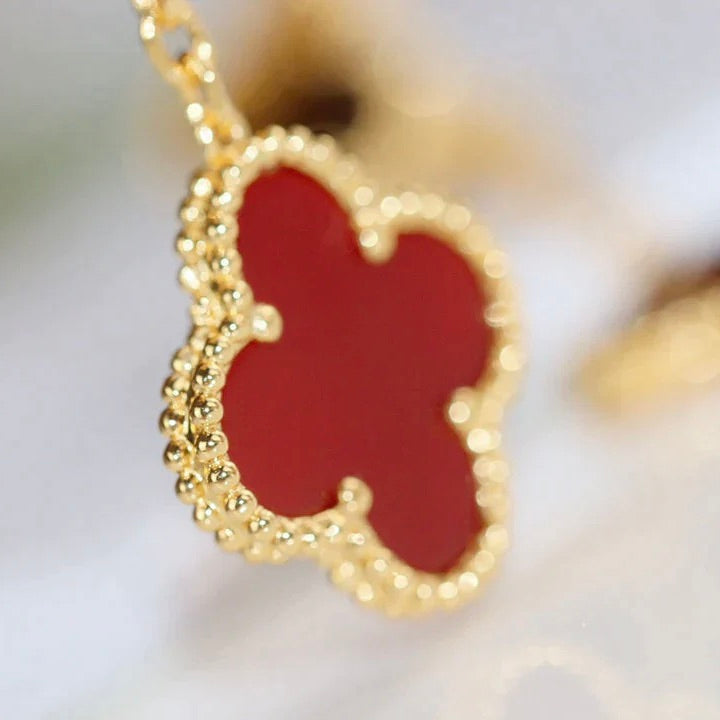 [WZQ]CLOVER  2 MOTIF  TIGER EYE CARNELIAN EARRINGS