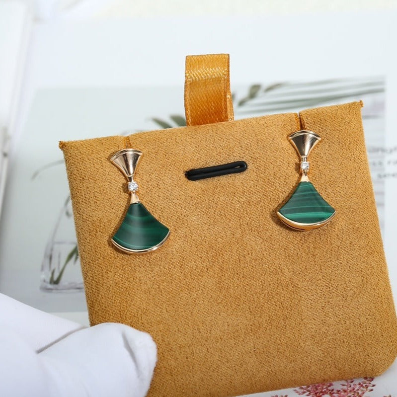[WZQ]DREAM MALACHITE PINK GOLD EARRINGS