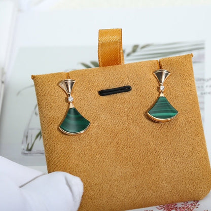 [WZQ]DREAM MALACHITE PINK GOLD EARRINGS