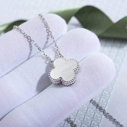 [WZQ]CLOVER  15MM DIAMOND LASER NECKLACE SILVER