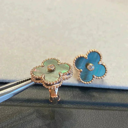 [WZQ]CLOVER MEDIUM 1 MOTIFS GRAY MOP  DIAMOND EARRINGS