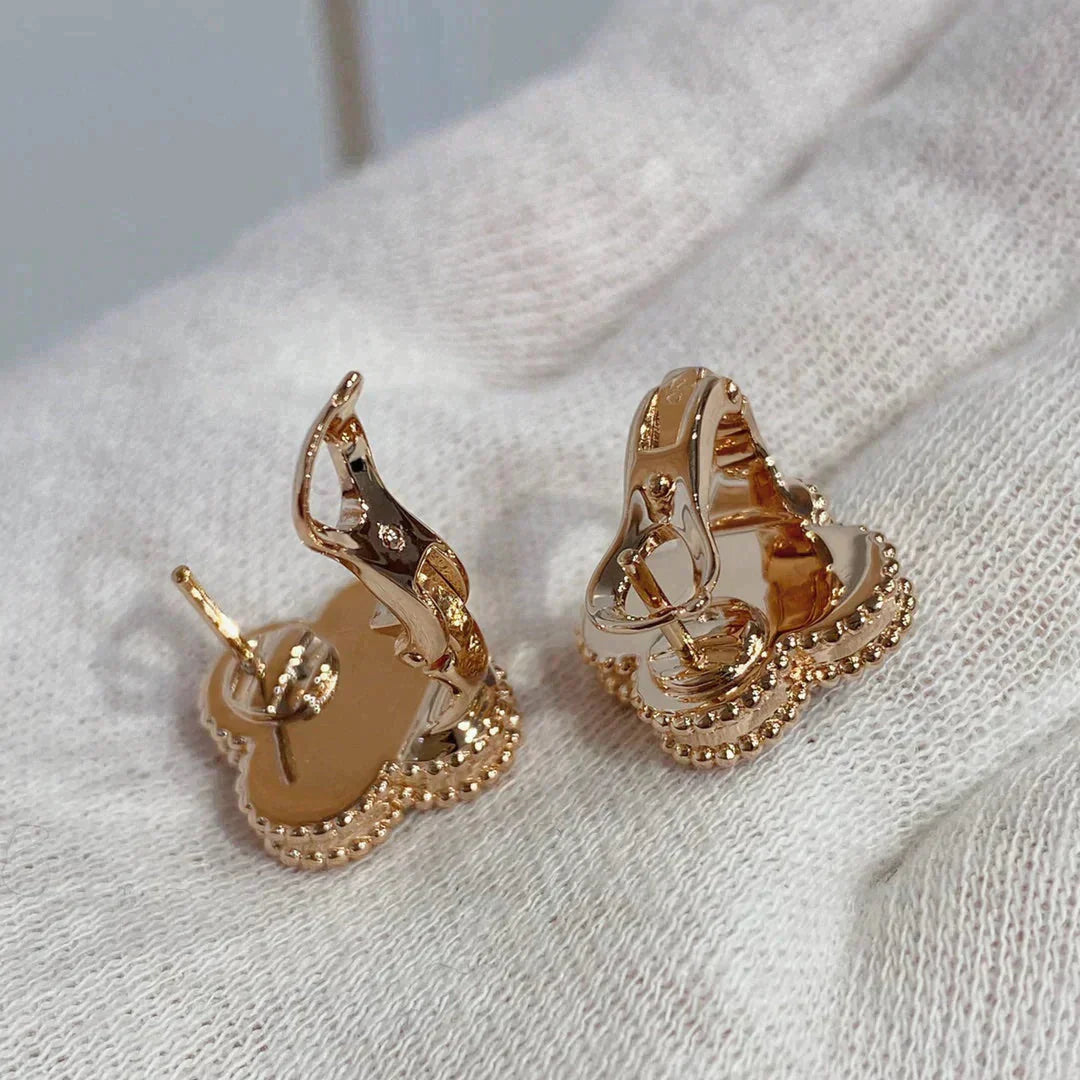 [WZQ]CLOVER MEDIUM 1 MOTIFS CARNELIAN  DIAMOND earrings