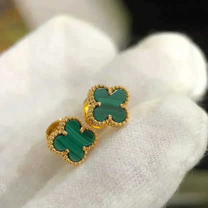 [WZQ]CLOVER MINI 9.5MM MALACHITE  EARRINGS