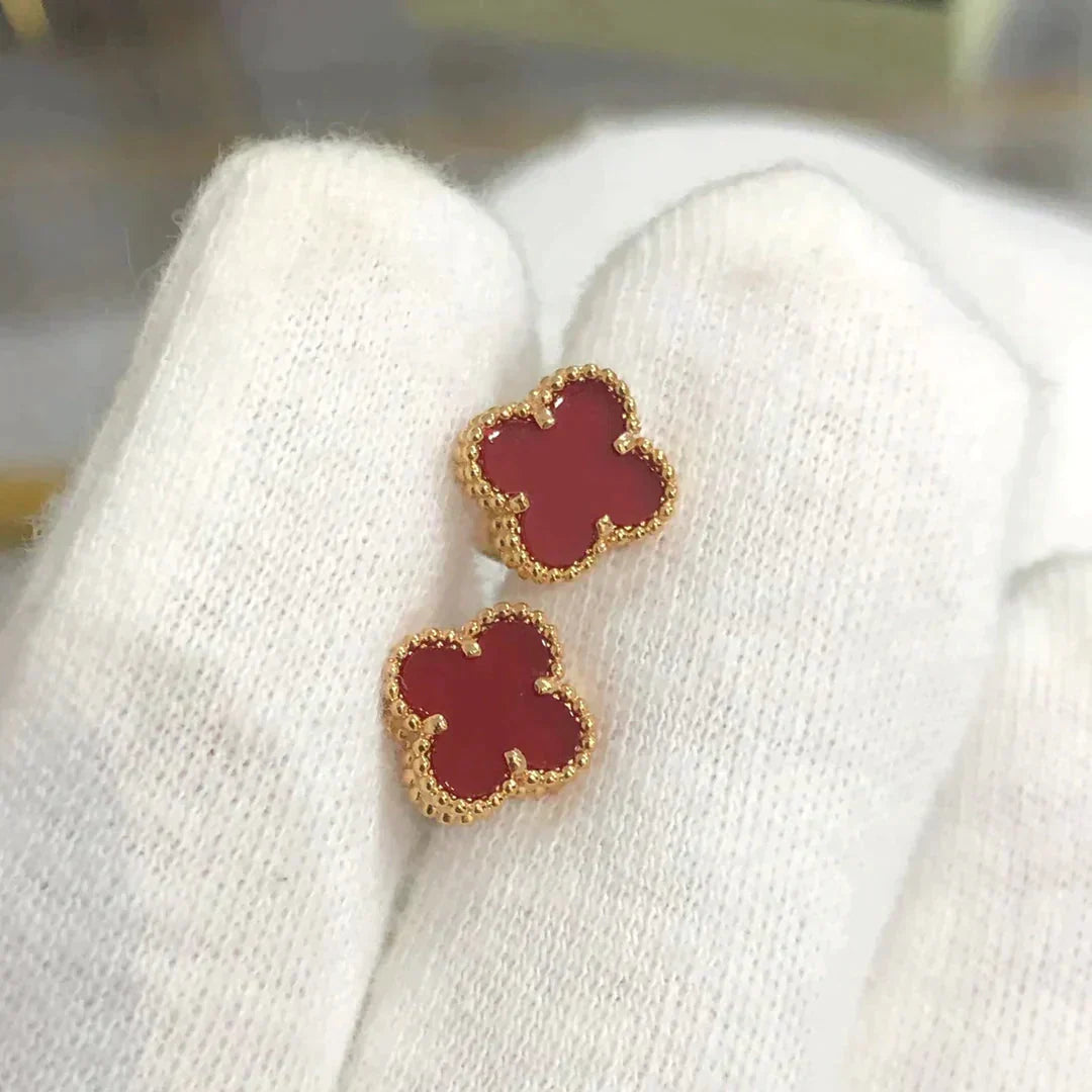 [WZQ]CLOVER MINI 9.5MM CARNELIAN EARRINGS
