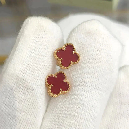 [WZQ]CLOVER MINI 9.5MM CARNELIAN EARRINGS