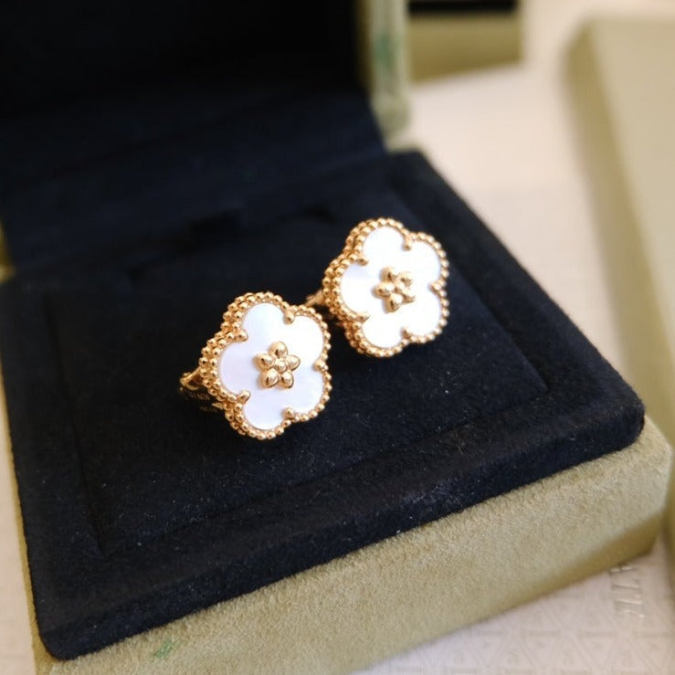 [WZQ]LUCKY PINK GOLD WHITE MOP EARRINGS