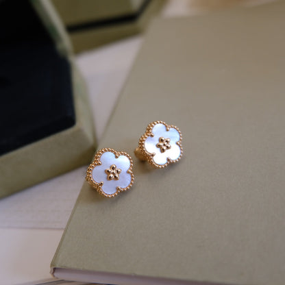 [WZQ]LUCKY PINK GOLD WHITE MOP EARRINGS
