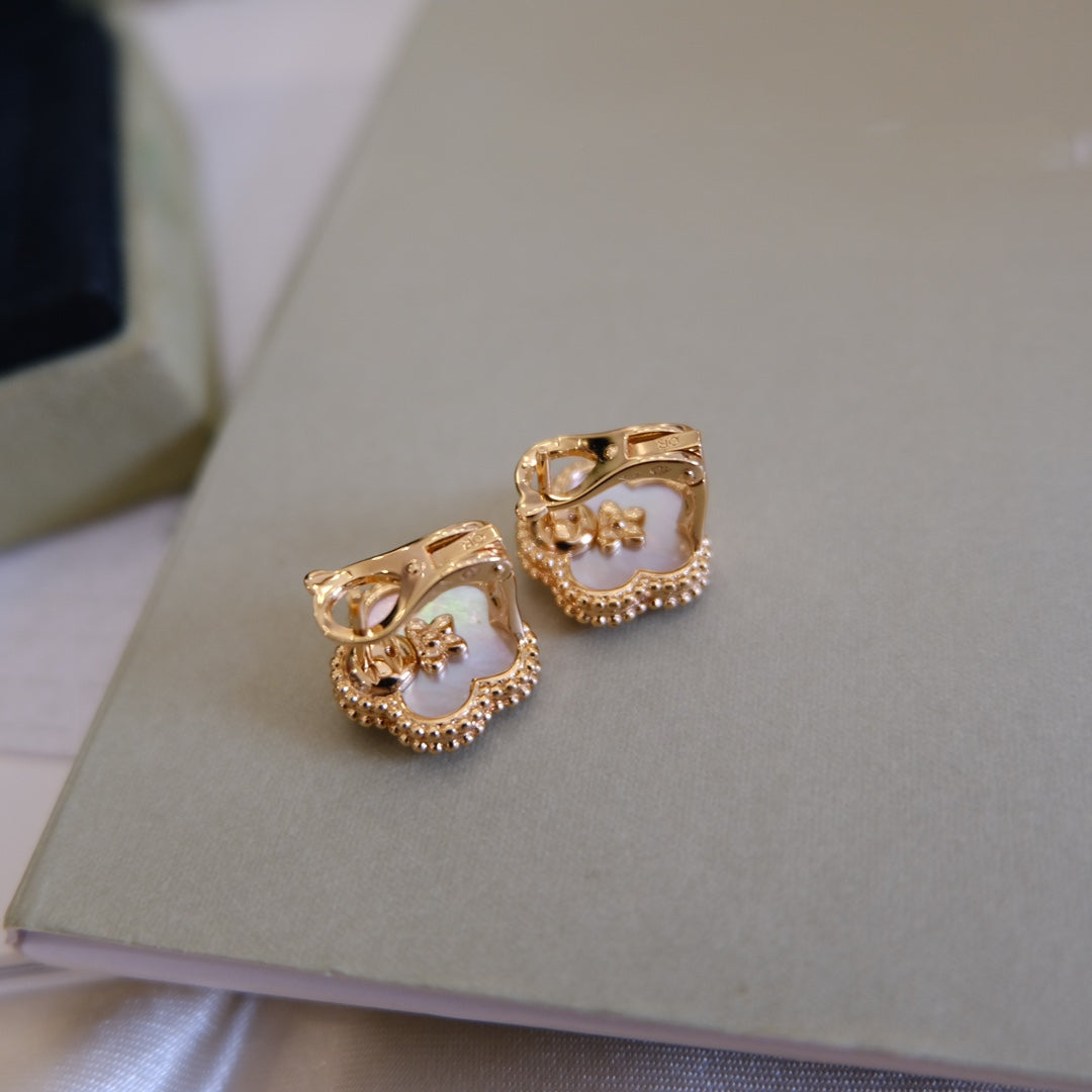 [WZQ]LUCKY PINK GOLD WHITE MOP EARRINGS