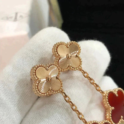 [WZQ]CLOVER 2 MOTIF  LASER CARNELIAN EARRINGS