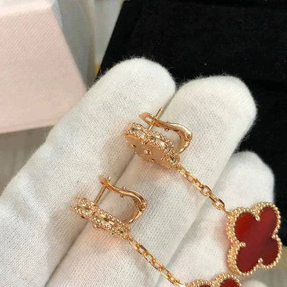 [WZQ]CLOVER 2 MOTIF  LASER CARNELIAN EARRINGS