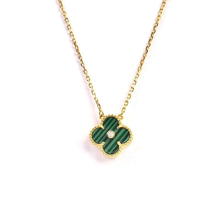 [WZQ]CLOVER 15MM DIAMOND TURQUOISE NECKLACE