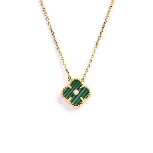 [WZQ]CLOVER 15MM DIAMOND TURQUOISE NECKLACE