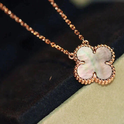 [WZQ]CLOVER 15MM  GRAY MOTHER OF PEARL NECKLACE