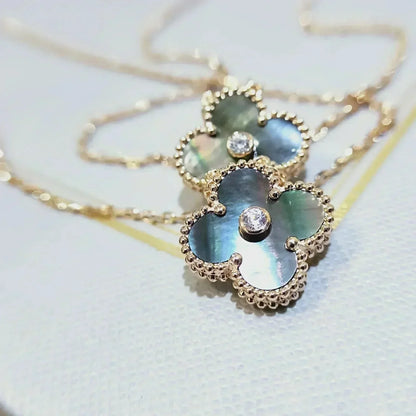[WZQ]CLOVER 15MM DIAMOND AND MOTHER-OF-GREY NECKLACE