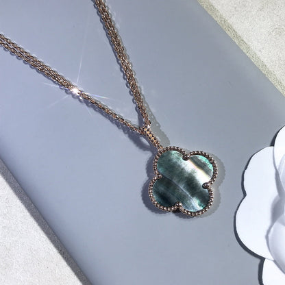 [WZQ]CLOVER 25MM GOLD DARK MOP BIG CLOVER NECKLACE