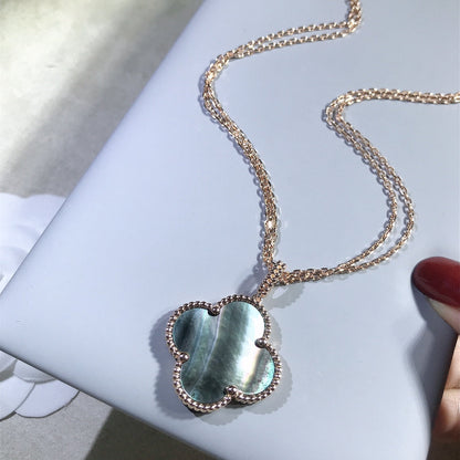 [WZQ]CLOVER 25MM GOLD DARK MOP BIG CLOVER NECKLACE
