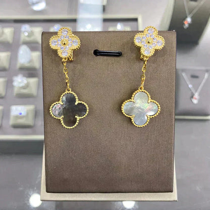 [WZQ]CLOVER  2 MOTIFS  DIAMOND  EARRINGS (MULTIPLE CHOICESç´