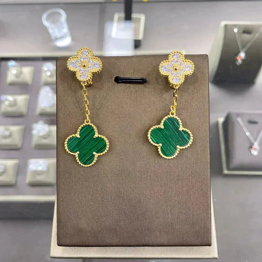 [WZQ]CLOVER  2 MOTIFS  DIAMOND  EARRINGS (MULTIPLE CHOICESç´