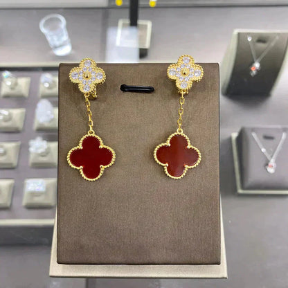 [WZQ]CLOVER  2 MOTIFS  DIAMOND  EARRINGS (MULTIPLE CHOICESç´