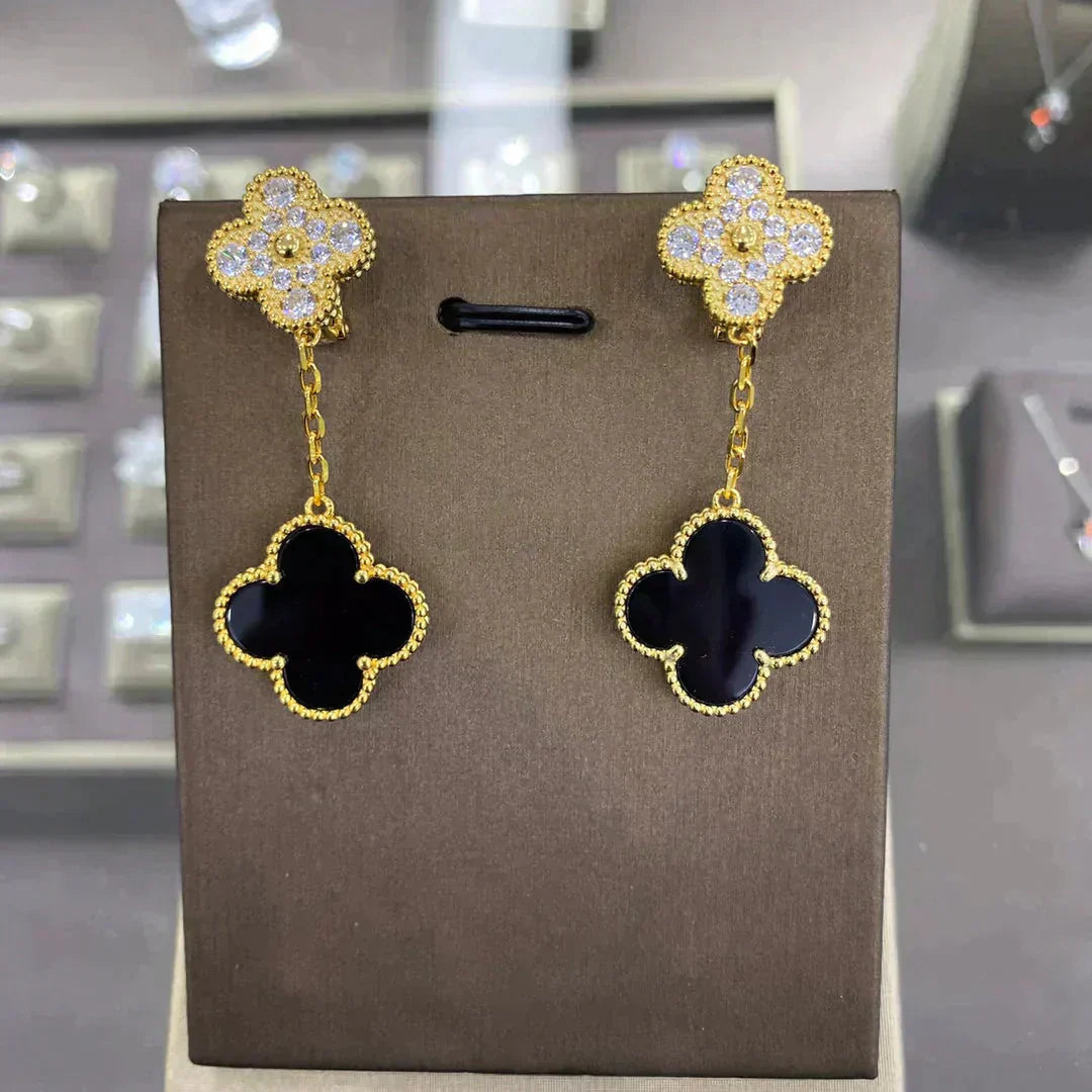 [WZQ]CLOVER  2 MOTIFS  DIAMOND  EARRINGS (MULTIPLE CHOICESç´
