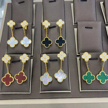 [WZQ]CLOVER  2 MOTIFS  DIAMOND  EARRINGS (MULTIPLE CHOICESç´