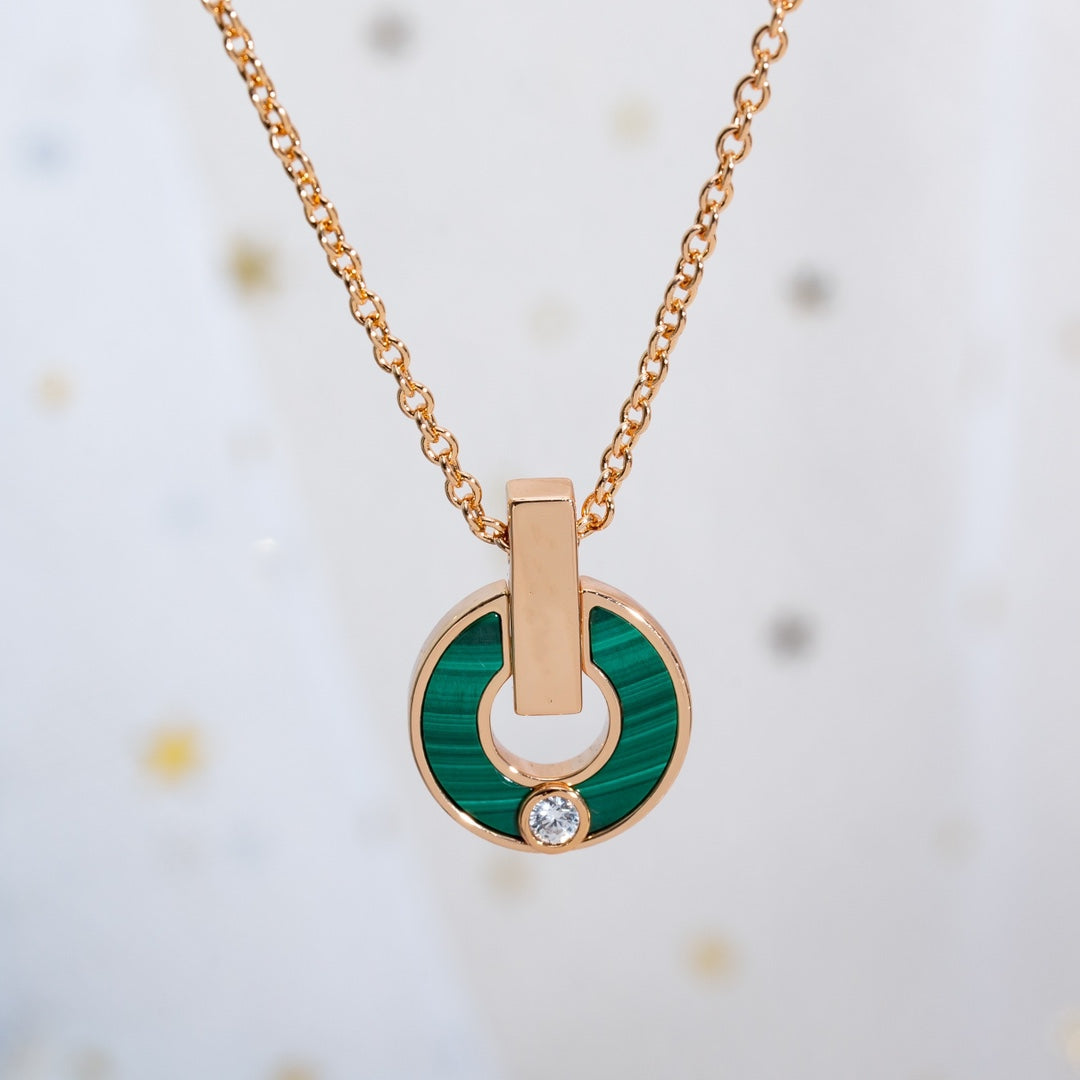 [WZQ]GARI NECKLACE PINK GOLD MALACHITE