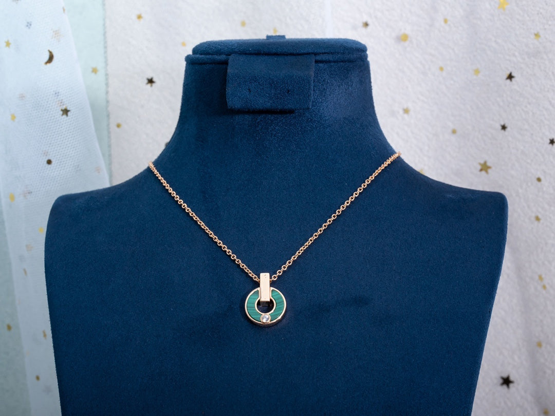 [WZQ]GARI NECKLACE PINK GOLD MALACHITE