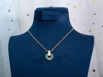 [WZQ]GARI NECKLACE PINK GOLD MALACHITE