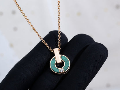 [WZQ]GARI NECKLACE PINK GOLD MALACHITE