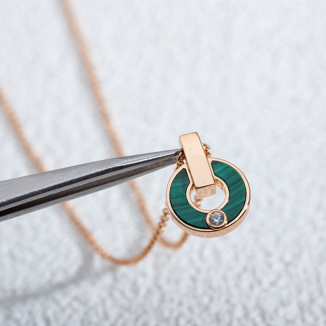 [WZQ]GARI NECKLACE PINK GOLD MALACHITE