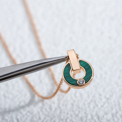 [WZQ]GARI NECKLACE PINK GOLD MALACHITE