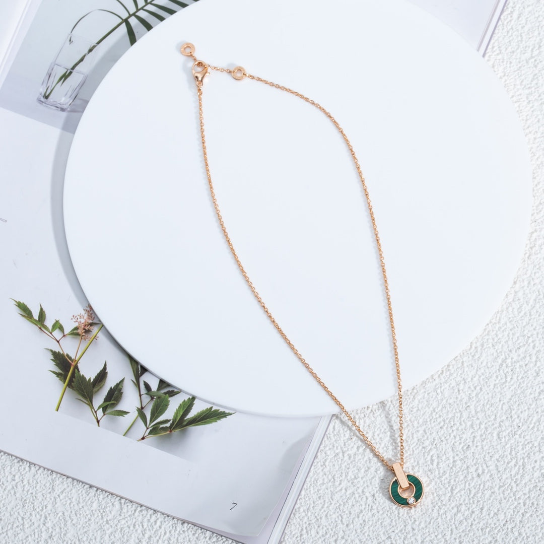 [WZQ]GARI NECKLACE PINK GOLD MALACHITE
