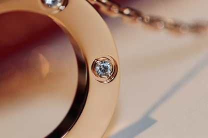 [WZQ]LOVE NECKLACE 16MM 6 DIAMONDS PINK GOLD