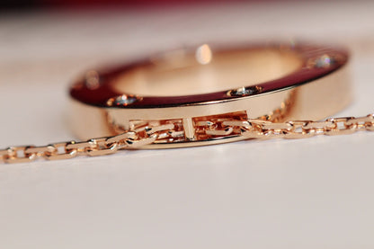 [WZQ]LOVE NECKLACE 16MM 6 DIAMONDS PINK GOLD