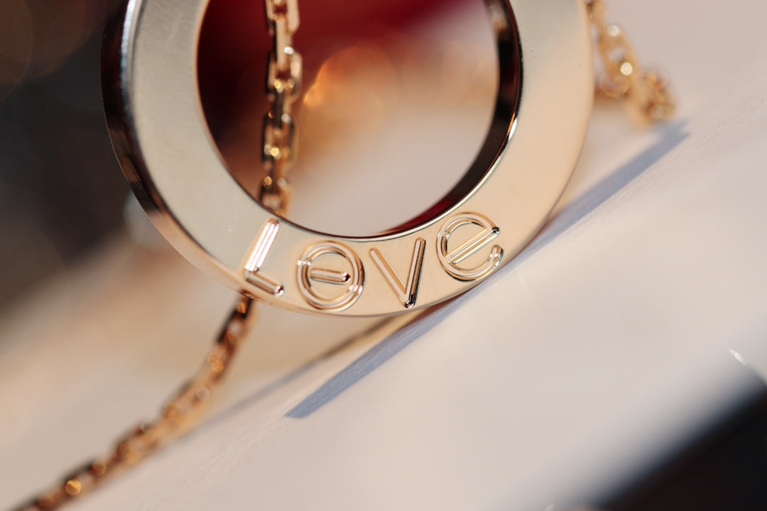 [WZQ]LOVE NECKLACE 16MM 6 DIAMONDS PINK GOLD
